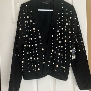 Pearl Embelllished Sweater Jacket